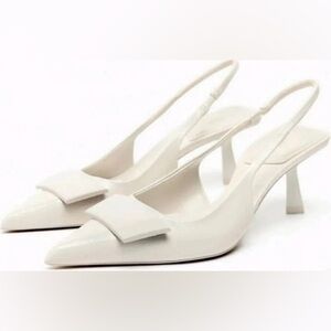 Zara White Slingback Heels